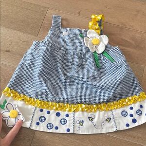 Like New Vintage Style Bonnie Baby Blue & White Gingham Seersucker Dress